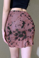 Minifalda de malla con efecto tie-dye